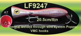 205mm long Osprey Thermal welded Poly carbonate Poppers with through wire system and VMC hooks