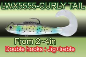 Soft body swimbait. Swimbaits with a curly tail from 2-6 in