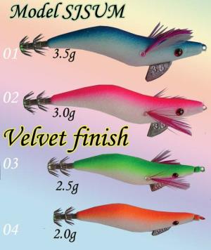  Squid jigs -plastic body velvet finish