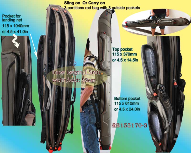 Osprey Rod carrier bags. Rod bags for 4 and 6 rods with central seperator  for fishing accessories