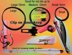 Osprey Clip on Hook keeper. Hook keeper ring can be fitted on to rod of any dia. Hook keeper helps to lock hooks from rig and lures to prevent accident
